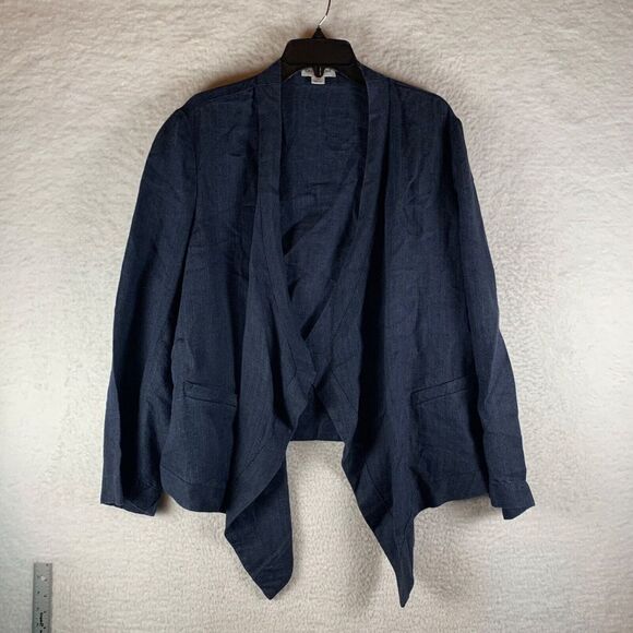 Coldwater Creek Women's Long Sleeve Open Drape Front Linen Blazer Jacket Size‎ M - Picture 1 of 9